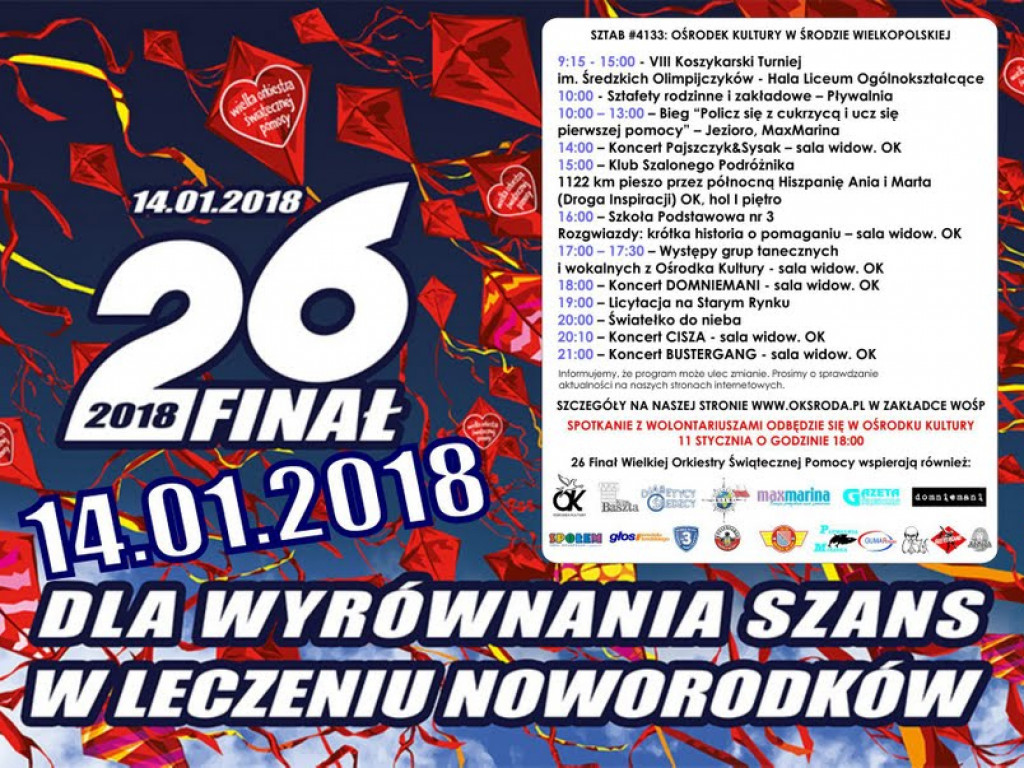 26. finał WOŚP w Środzie zagra od rana do wieczora