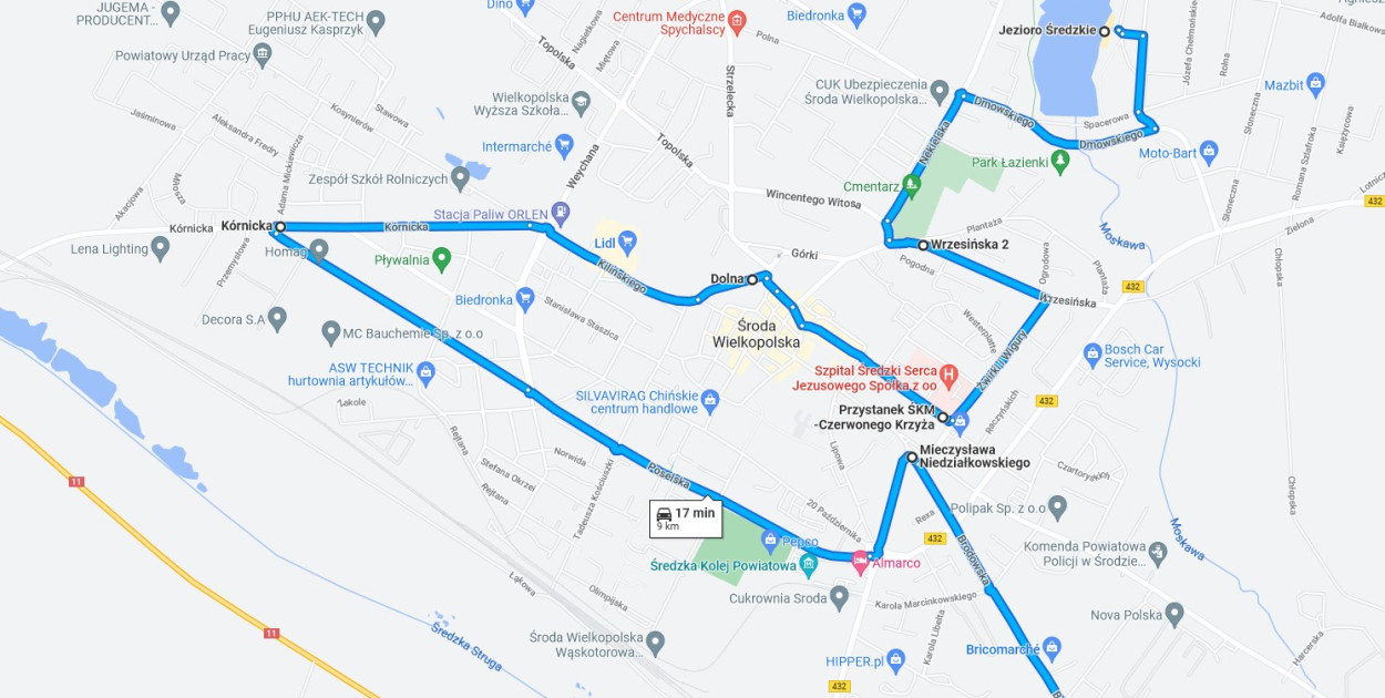 Mapka przejazdu etyliniarzy