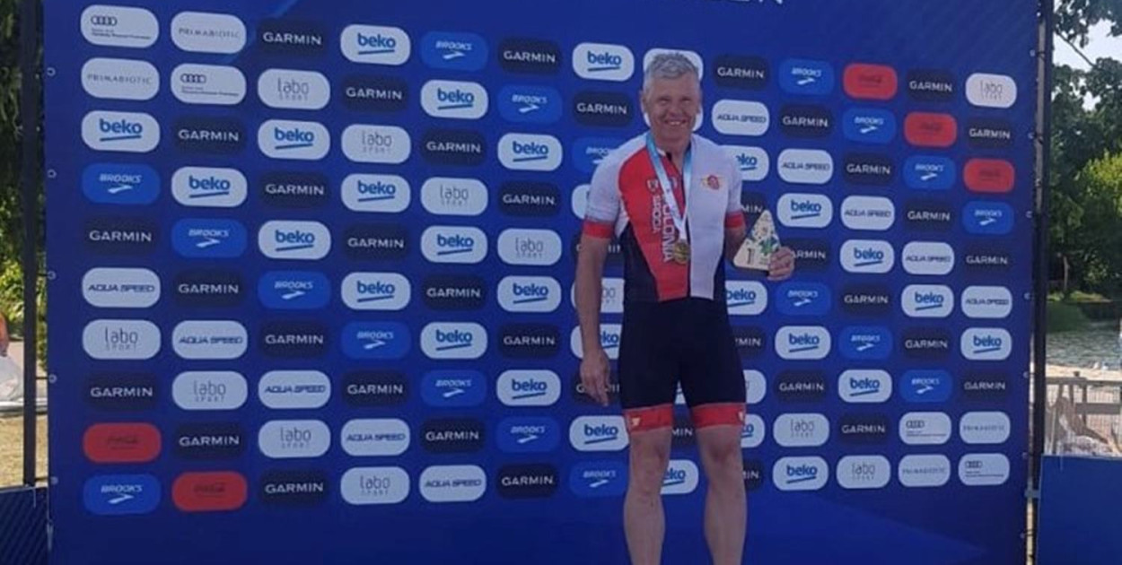 Janusz Latos (Polonia Środa) na podium