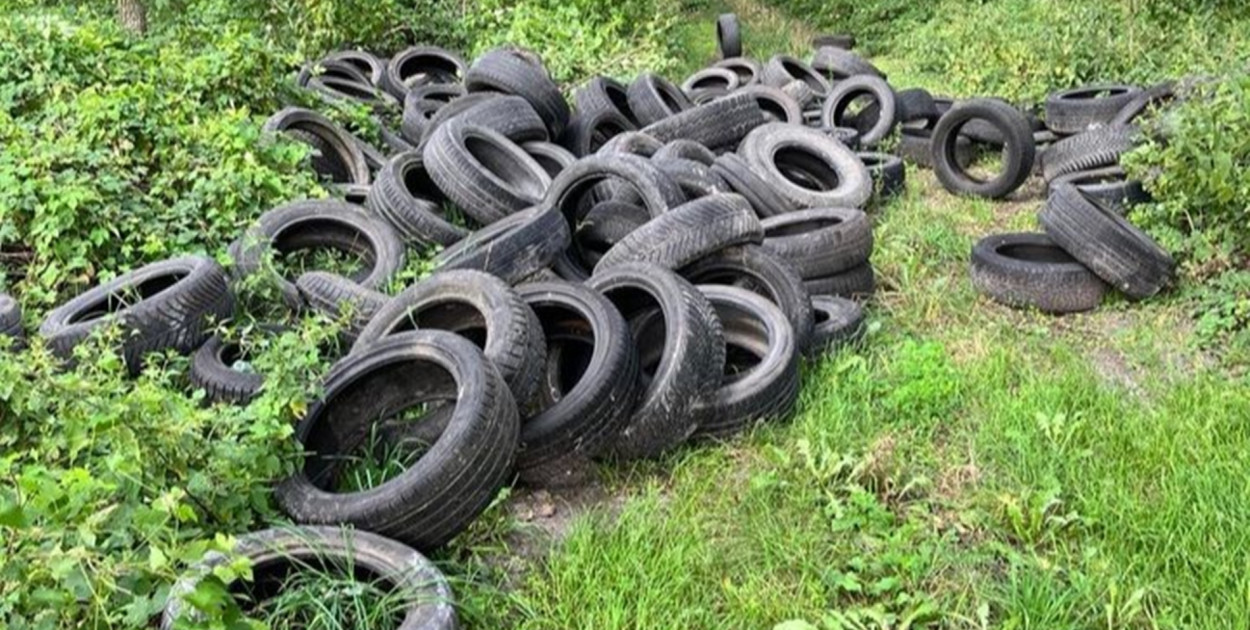 Opony wyrzucono przy Miąskowie  Fot. Czytelnik 