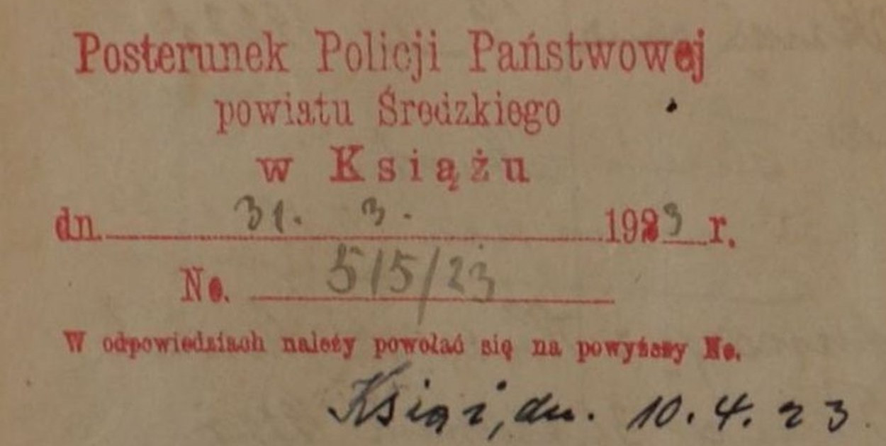 Pieczątka korespondencyjna posterunku w Książu Fot. Wirtualna Izba Regionalna