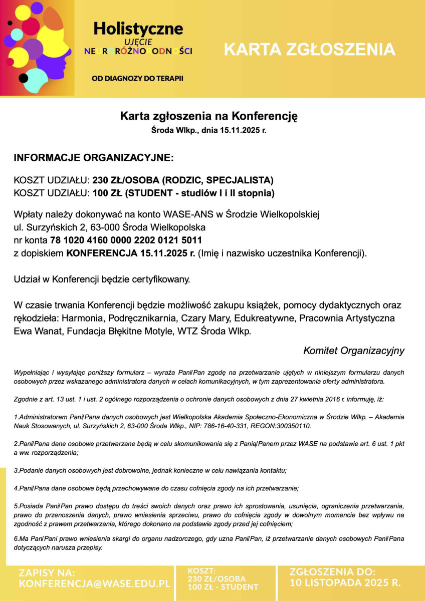 Środa Wielkopolska: Konferencja naukowa „Holistyczne ujęcia neuroróżnorodności. Od diagnozy do terapii