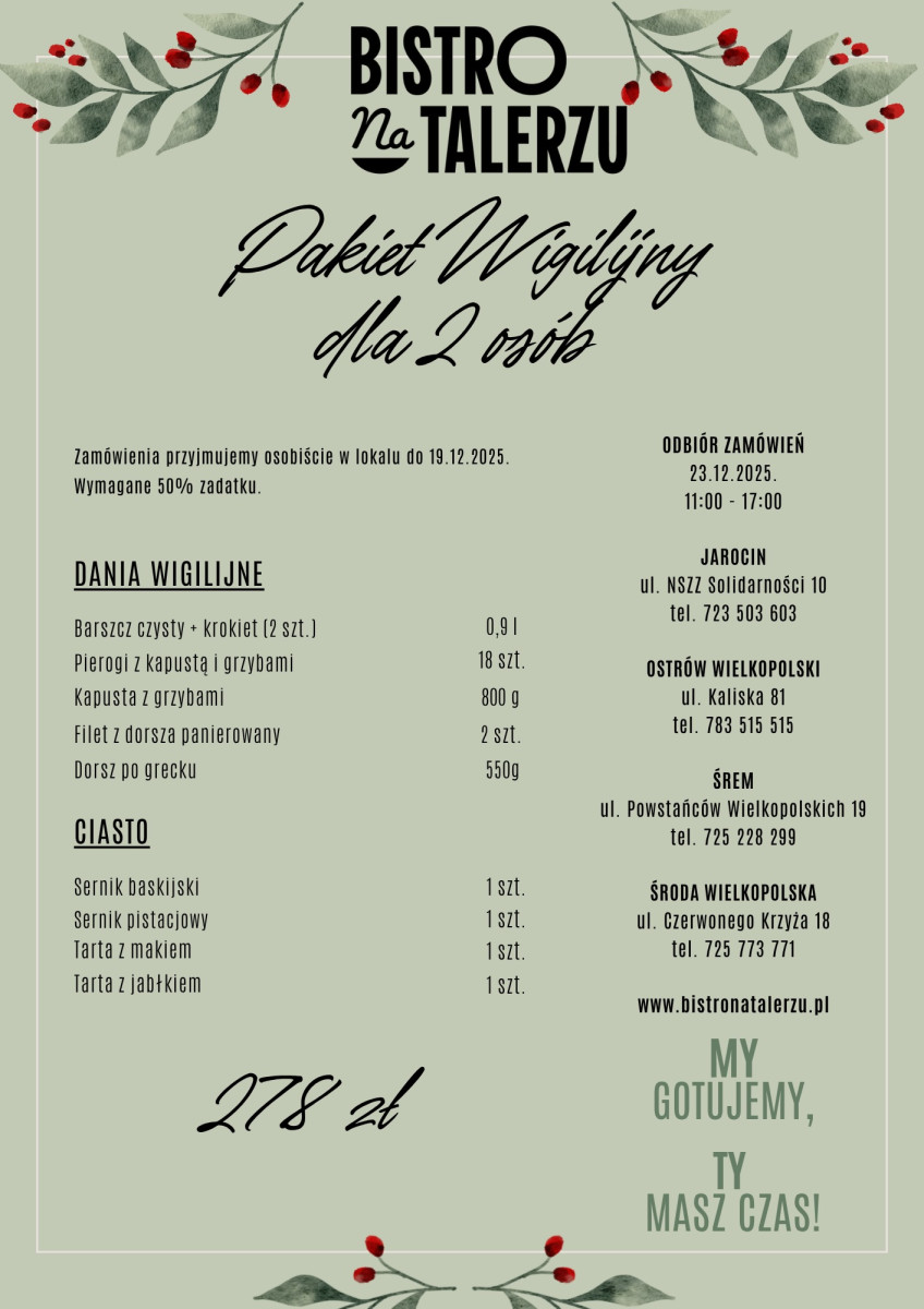Pakiet Wigilijny dla 2 osób Pakiet Wigilijny dla 2 osób