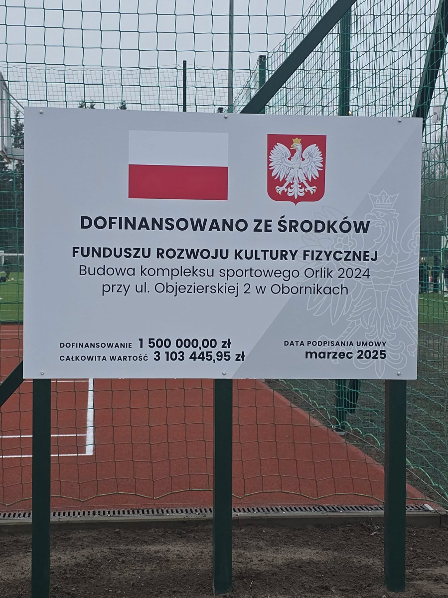 Inwestycja w Obornikach - tablica informacyjna