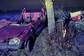 Uderzył w drzewo, które się przewróciło. Mężczyzna uwięziony w pojeździe-23895