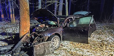 Chciał zgubić policyjny pościg. Jazdę zakończył na drzewie