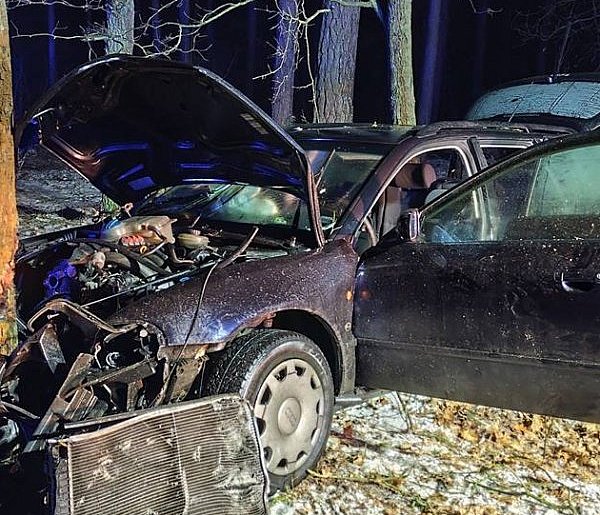 Chciał zgubić policyjny pościg. Jazdę zakończył na drzewie