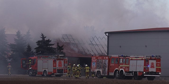 Pożar niedaleko Środy Wielkopolskiej. W budynku były zwierzęta