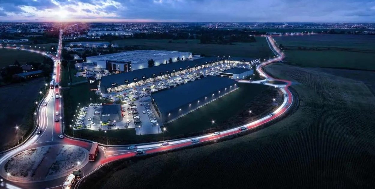 Projektowany park handlowy w Środzie Wlkp. Wizualizacja:Refield i RG Leasing