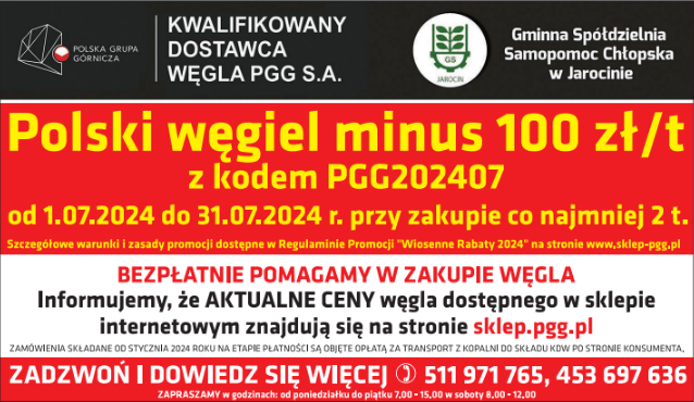 Gminna Spółdzielnia Samopomoc Chłopska w Jarocinie - kup węgiel taniej z kodem